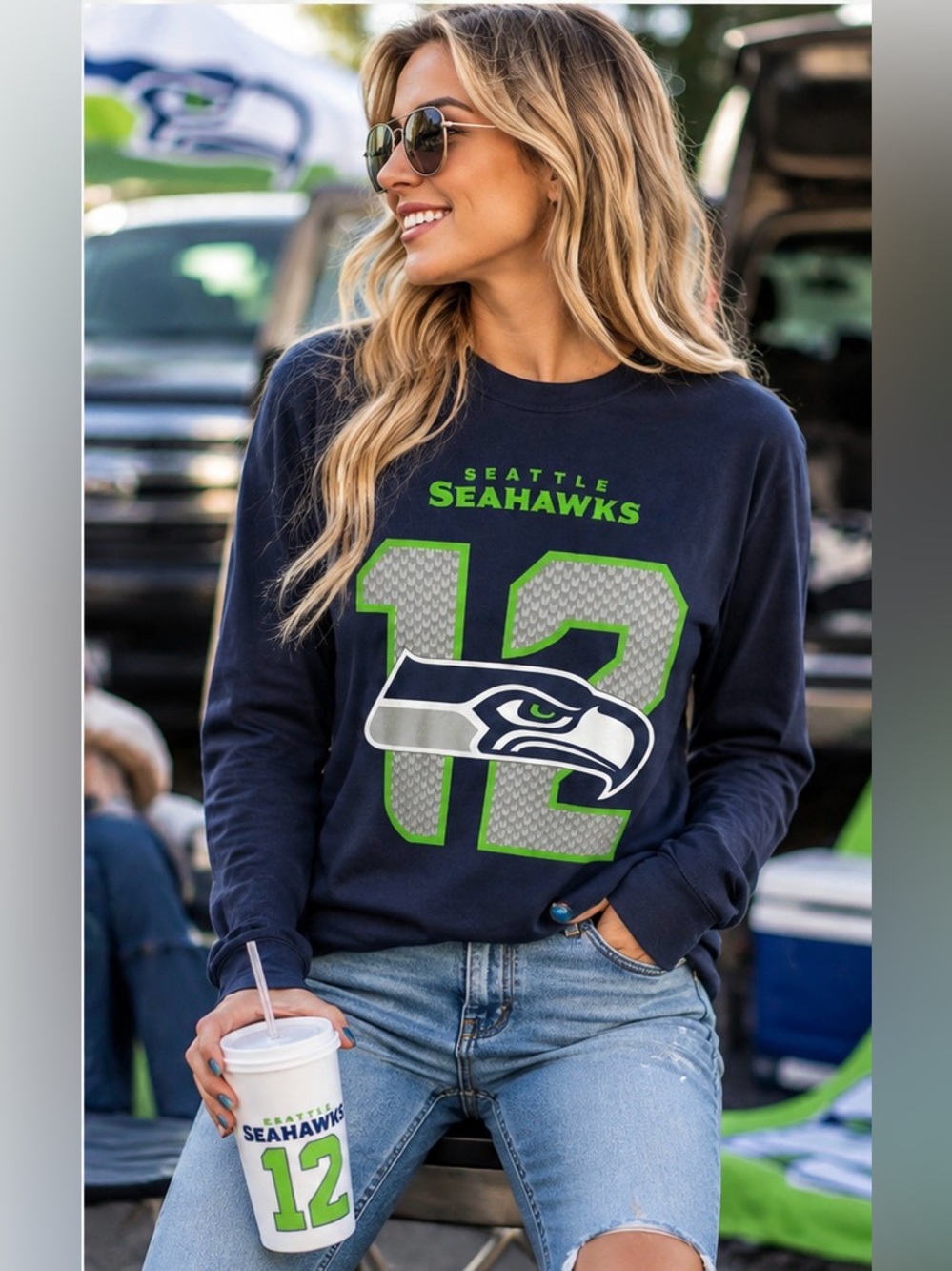 Seattle Seahawks 12th Man Licensed NFL Apparel Long Sleeve Shirt Unisex Large